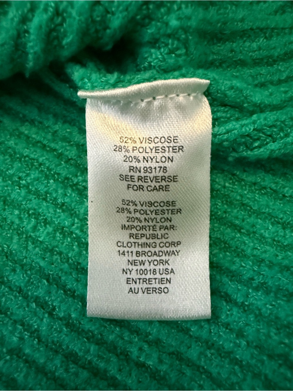 Tahari Green Ribbed Knit Crewneck Sweater Womens Size Large Raglan Pullover - Picture 8 of 8